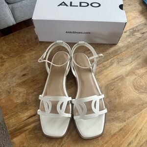 Aldo white leather sandals